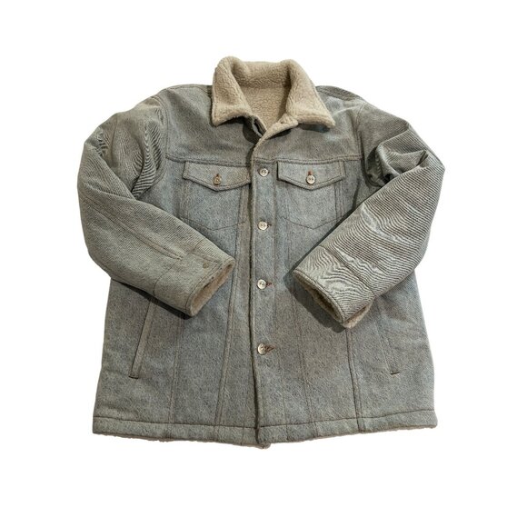 3x1 Reversible Denim Sherpa Jacket in Blue